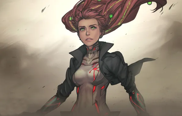 Girl, the wind, hair, Valor