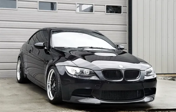 Picture reflection, black, bmw, BMW, coupe, gate, black, headlights