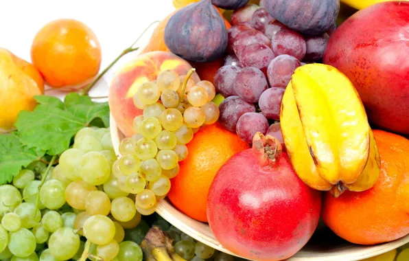 Picture orange, grapes, pear, fruit, garnet, figs