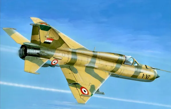 Picture war, art, painting, aviation, jet, Mikoyan-Gurevich MiG-21