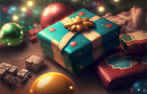 Balls, light, lights, room, Christmas, gifts, New year, garland
