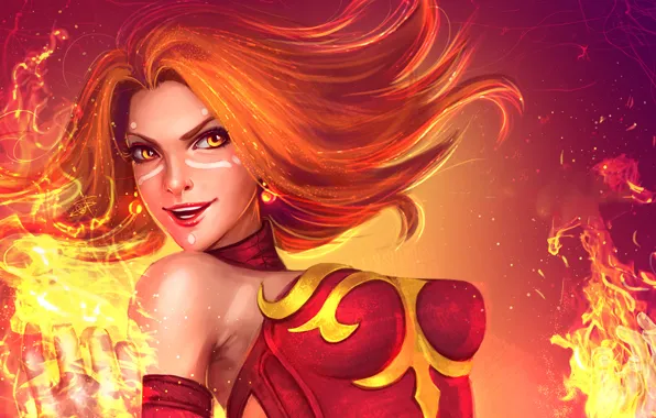Picture Girl, Background, Dota 2, Lina