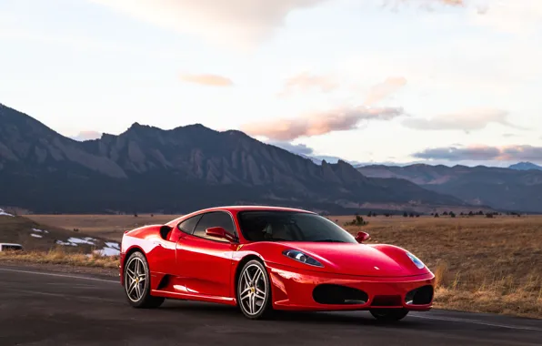 Mountains, red, supercar, Ferrari F430, sports car