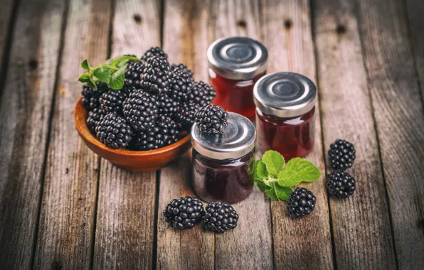 Berries, Board, jars, BlackBerry, jam, jam, blank
