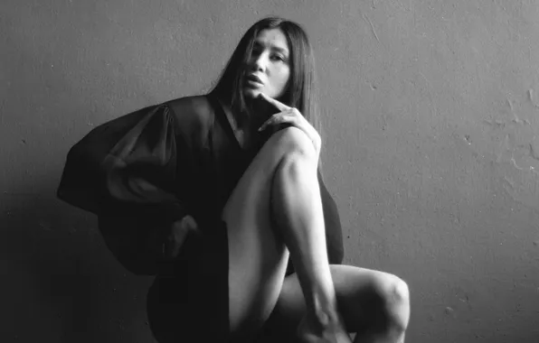 Feet, model, black and white, Dark