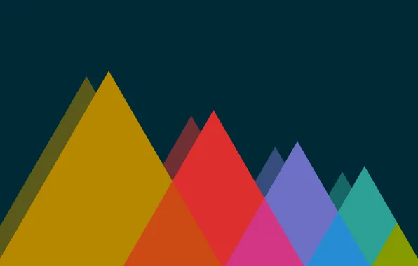 Mountains, Color, Color, Mountains, The dark background, Triangles