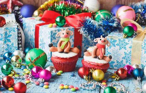 Christmas, gifts, New year, Christmas, cupcakes, Photos, treats, vectors