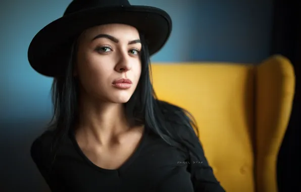Picture look, pose, model, portrait, hat, makeup, brunette, hairstyle
