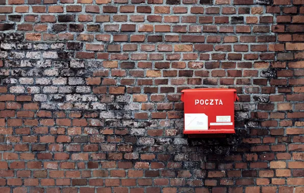 Red, wall, minimalism, Inbox