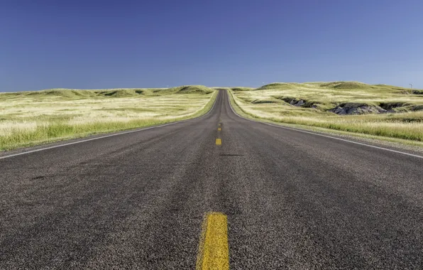 Picture field, the sky, road