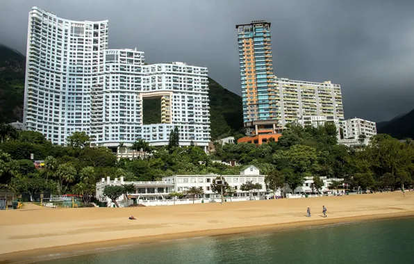 Beach, people, building