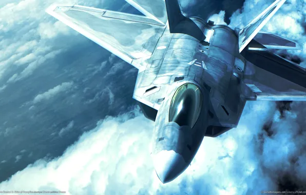 The sky, fighter, F-22, Raptor, ace combat x