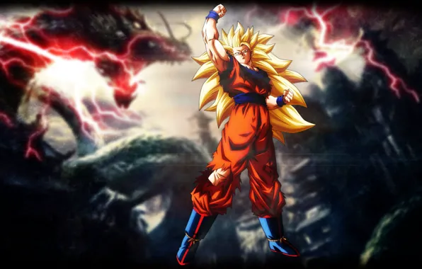 Dragon Ball Z Son Goku Super Saiyan 3 illustration, Goku Vegeta