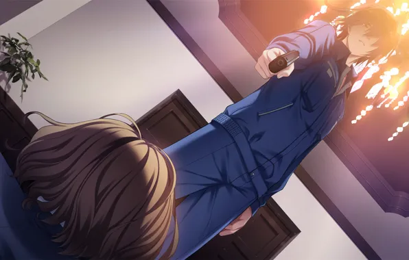 Light, gun, chandelier, guy, killer, Grisa of no Kajitsu