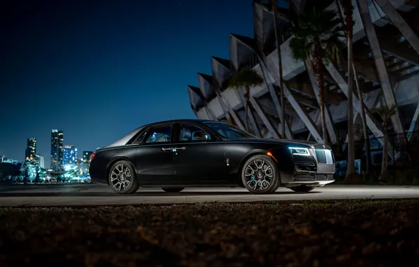 Light, Ghost, Black, Night, Side, Rolls-Royce Ghost, Black Badge, 2022