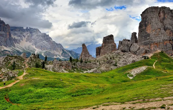 Clouds, mountains, rocks, beauty, Italy, Italy, The Dolomites, Veneto
