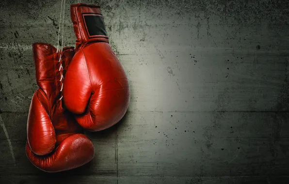 Red, wall, boxing, gloves