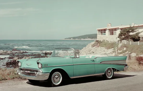 Picture machine, Chevrolet, Bel Air, retro car, Convertible 1957