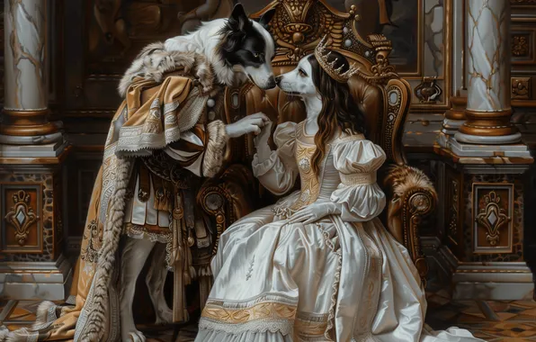 Dogs, fantasy, picture, fantasy, history, mythology, imitation painting, AI art