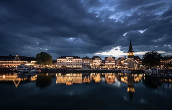 Picture night, the city, Lindau