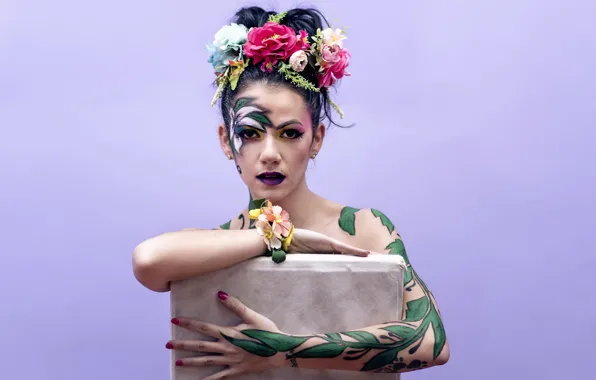 Girl, Luna, Nature Bodypaint