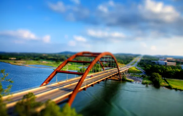 Road, bridge, tilt shift