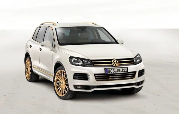 Picture White, Volkswagen, Gold, Room, Drives, Touareg