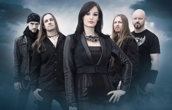 The sky, group, brunette, Xandria, Dianne van Giersbergen
