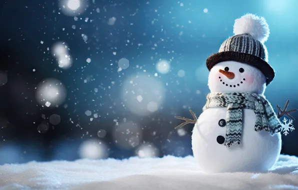 Winter, snow, Christmas, New year, snowman, Christmas, winter, snow