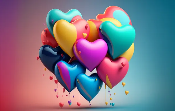 Heart, colorful, love, romantic, hearts, shape, balloon