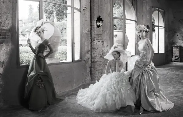 Girls, room, fashion, abandoned, dresses