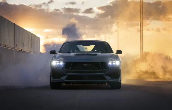 Picture Mustang, Ford, Ford Mustang GT, front view, headlights, 2024