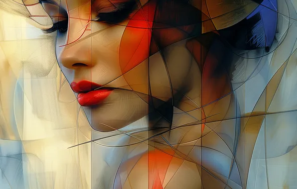 Girl, light, line, face, eyelashes, style, portrait, makeup