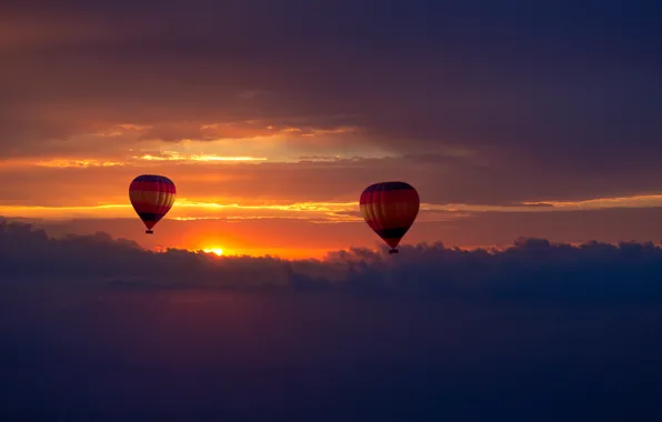 The sky, sunset, balls, sport