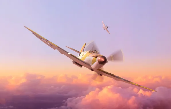 The sky, Clouds, The plane, Flight, Fighter, Wings, Aviation, BBC