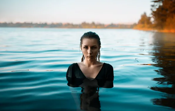 Girl, wet, long hair, photo, photographer, water, lake, model