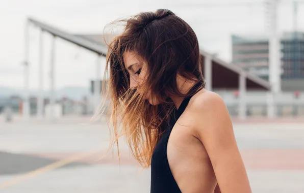 Picture the wind, hair, brunette, profile
