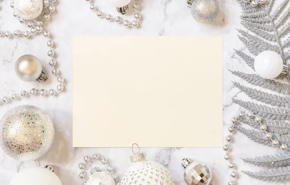 Balls, decoration, holiday, silver, Christmas, New year, beads, cardboard