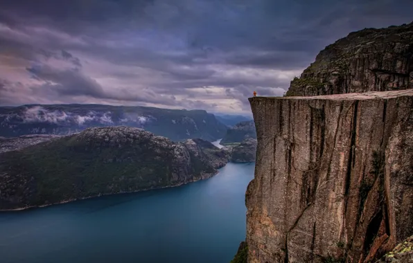 Landscape, nature, rock, river, Norway, rain, norway, fjord