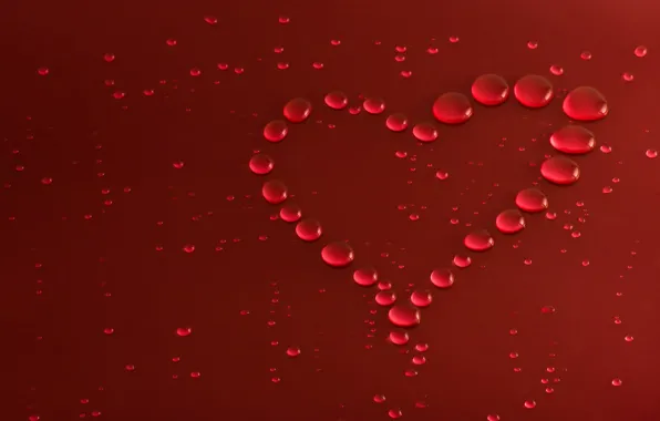 Drops, macro, love, heart, love, Valentine's day, heart, romantic
