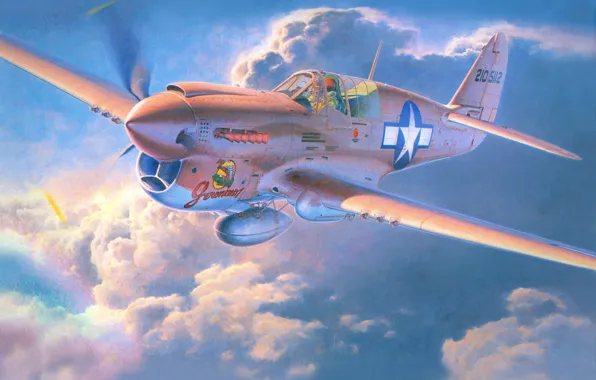 Picture aircraft, war, art, airplane, aviation, usaf, ww2, dogfight