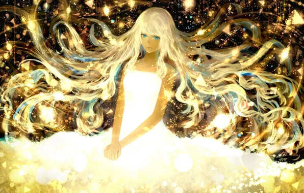 Girl, hair, Shine, anime, art, bounin