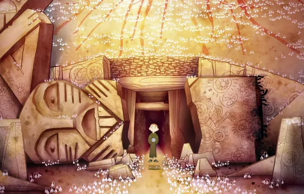 Fantasy, cartoon, cave, totem, The Secret Of Kells, The Secret of Kells, Brendan, Brendan