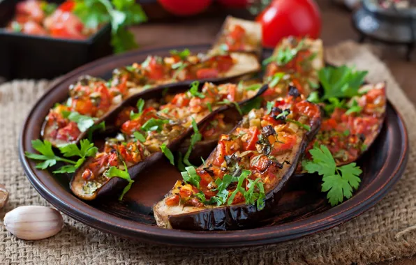 Eggplant, vegetables, filling