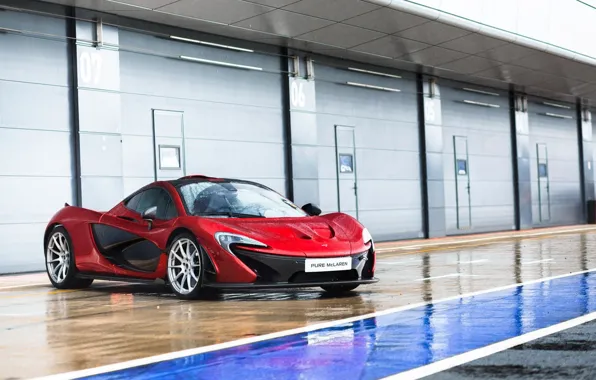 McLaren, Red, Rain, Supercar, Wheels, Pure