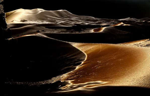 Sand, night, nature, desert, dunes