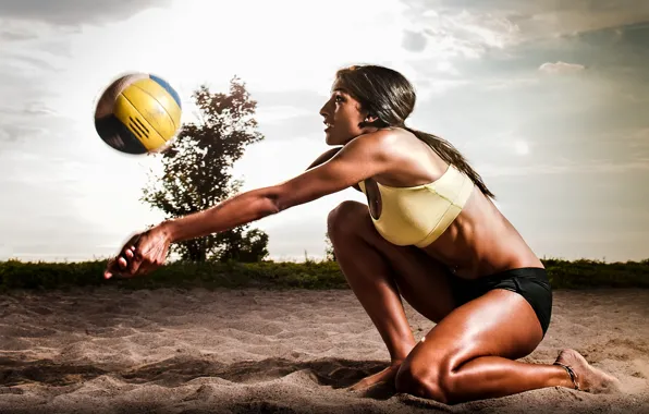 Picture sand, ball, pose, volleyball