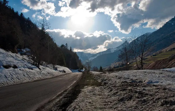 Road, landscape, mountains