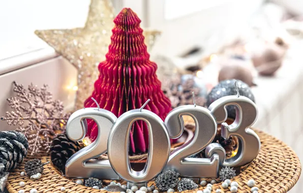 Balls, light, star, candles, window, Christmas, figures, New year