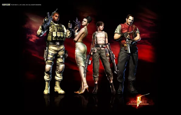 Girl, gun, soldier, weapon, woman, Resident Evil, man, Capcom